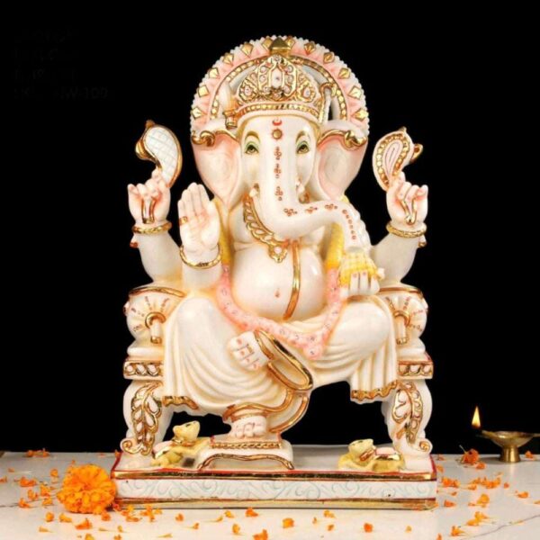 Premium Marble Ganesh Ji Showpiece – Decorative Idol for Home Décor & Gifting