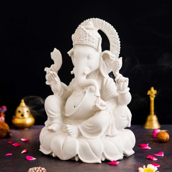 Premium Marble Ganpati Idol – Lord Ganesha Statue for Home & Office Décor