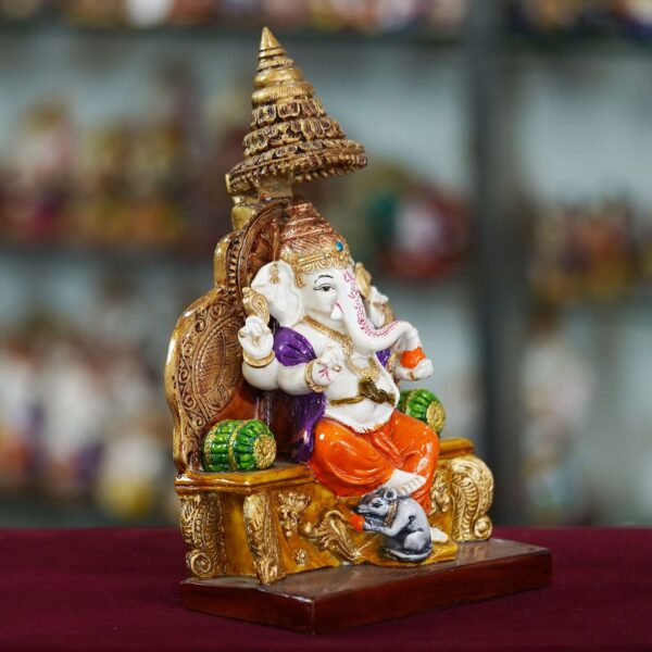 Marble Ganesh Ji Idol (10 Inch) – Handcrafted Ganpati Statue for Living Room Décor
