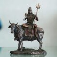 Brass Shiva on Nandi Idol – Meditative Mahadev Statue for Home & Temple