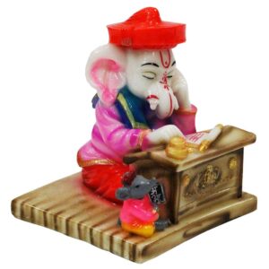 Premium Resin Ganesha Idol – Sitting Ganesha with Mouse for Home Décor