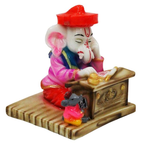 Premium Resin Ganesha Idol – Sitting Ganesha with Mouse for Home Décor