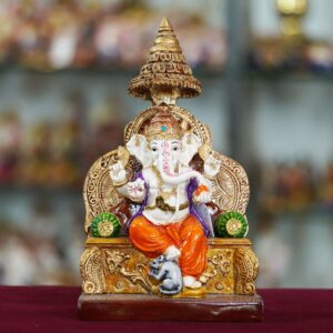 Marble Ganesh Ji Idol (10 Inch) – Handcrafted Ganpati Statue for Living Room Décor