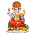 Handcrafted 13-Inch Marble Dust Ganesha Murti – White Ganpati Idol for Pooja
