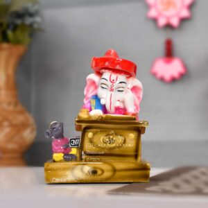 Premium Resin Ganesha Idol – Sitting Ganesha with Mouse for Home Décor