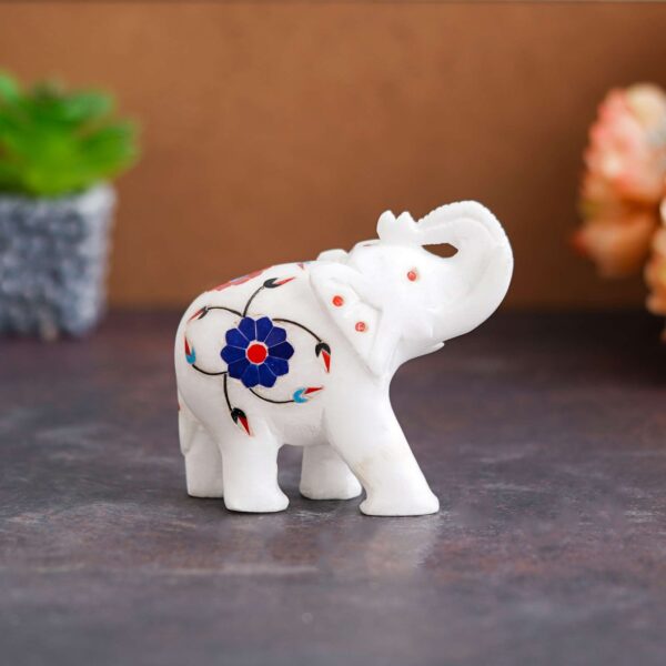 Classic Marble Elephant Statue – Hand-Carved Decorative Piece