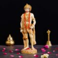 Premium Marble Standing Hanuman Ji Statue – Balaji Idol for Home & Hotel Temple