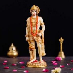 Premium Marble Standing Hanuman Ji Statue – Balaji Idol for Home & Hotel Temple