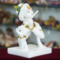 Marble Lord Krishna Playing Flute Statue – Handcrafted Home Décor Idol