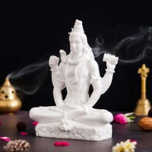 8-Inch Handcrafted Marble Mahadev Shiv Ji Idol – Lord Shiva Showpiece for Home Décor