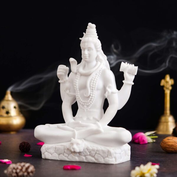 8-Inch Handcrafted Marble Mahadev Shiv Ji Idol – Lord Shiva Showpiece for Home Décor
