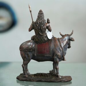 Brass Shiva on Nandi Idol – Meditative Mahadev Statue for Home & Temple