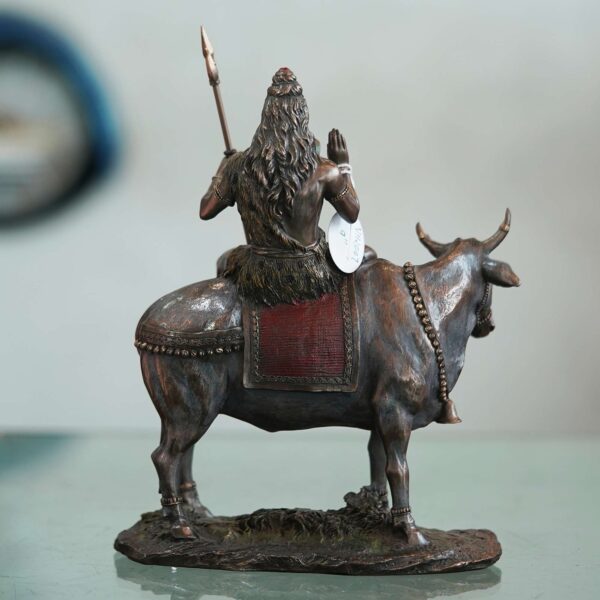 Brass Shiva on Nandi Idol – Meditative Mahadev Statue for Home & Temple