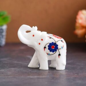 Classic Marble Elephant Statue – Hand-Carved Decorative Piece