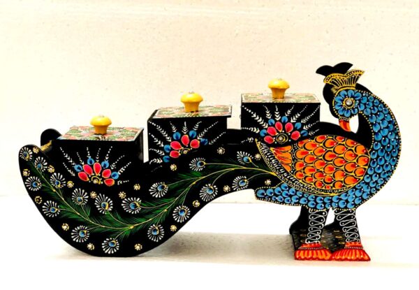 Handcrafted Wooden Peacock Sculpture: Exquisite Decor Accent Handcrafted Wooden Peacock Sculpture: Exquisite Decor Accent