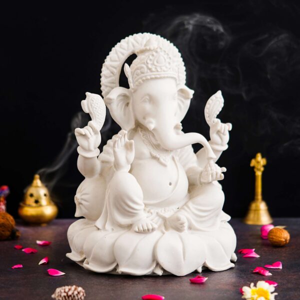 Premium Marble Ganpati Idol – Lord Ganesha Statue for Home & Office Décor
