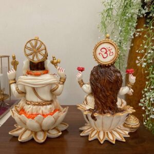 Lakshmi Ganesh Marble Idol – Handcrafted Showpiece for Wealth & Prosperity