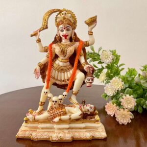Handcrafted Marble Maa Kali Murti – Powerful Goddess Showpiece for Pooja