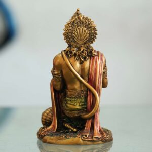 Polished copper Hanuman statue in a devotional pose—symbol of strength, protection, and good fortune for home or office décor.