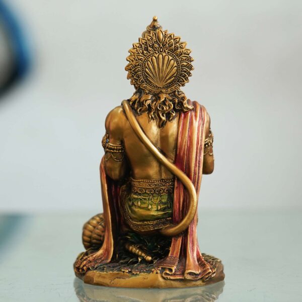 Polished copper Hanuman statue in a devotional pose—symbol of strength, protection, and good fortune for home or office décor.