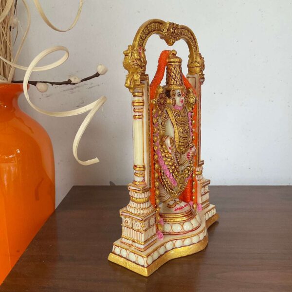 Handcrafted marble Narayan (Lord Vishnu) idol with fine detailing—perfect for home temple décor, spiritual ambiance, and gifting.