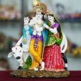Handcrafted Resin Radha Krishna Statue with Cow – Spiritual Showpiece