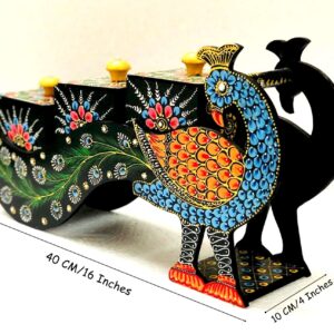 Handcrafted Wooden Peacock Sculpture: Exquisite Decor Accent