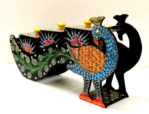 Handcrafted Wooden Peacock Sculpture: Exquisite Decor Accent Handcrafted Wooden Peacock Sculpture: Exquisite Decor Accent