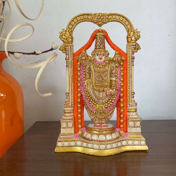 Handcrafted marble Narayan (Lord Vishnu) idol with fine detailing—perfect for home temple décor, spiritual ambiance, and gifting.