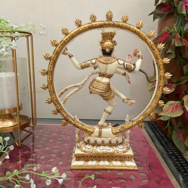 Handcrafted Marble Nataraja Murti – Dancing Shiva Showpiece for Home