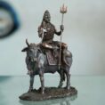 Brass Shiva on Nandi Idol – Meditative Mahadev Statue for Home & Temple