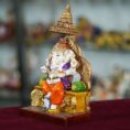Marble Ganesh Ji Idol (10 Inch) – Handcrafted Ganpati Statue for Living Room Décor