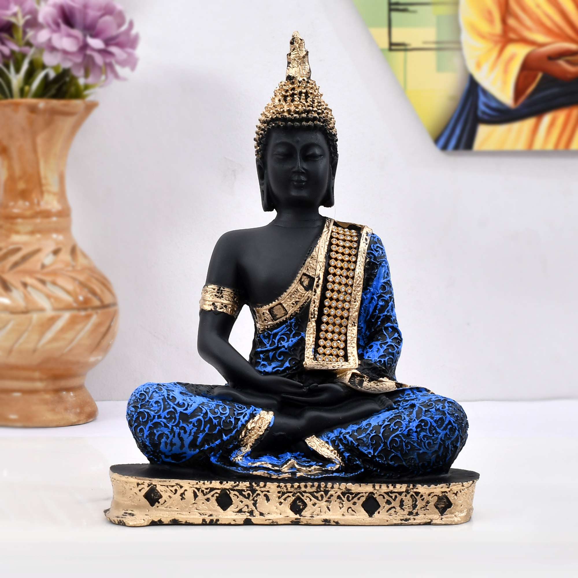 Let this Resin Buddha bring balance and tranquility to your surroundings.
